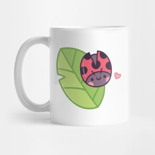 Cute Little Ladybug on Leaf Mug